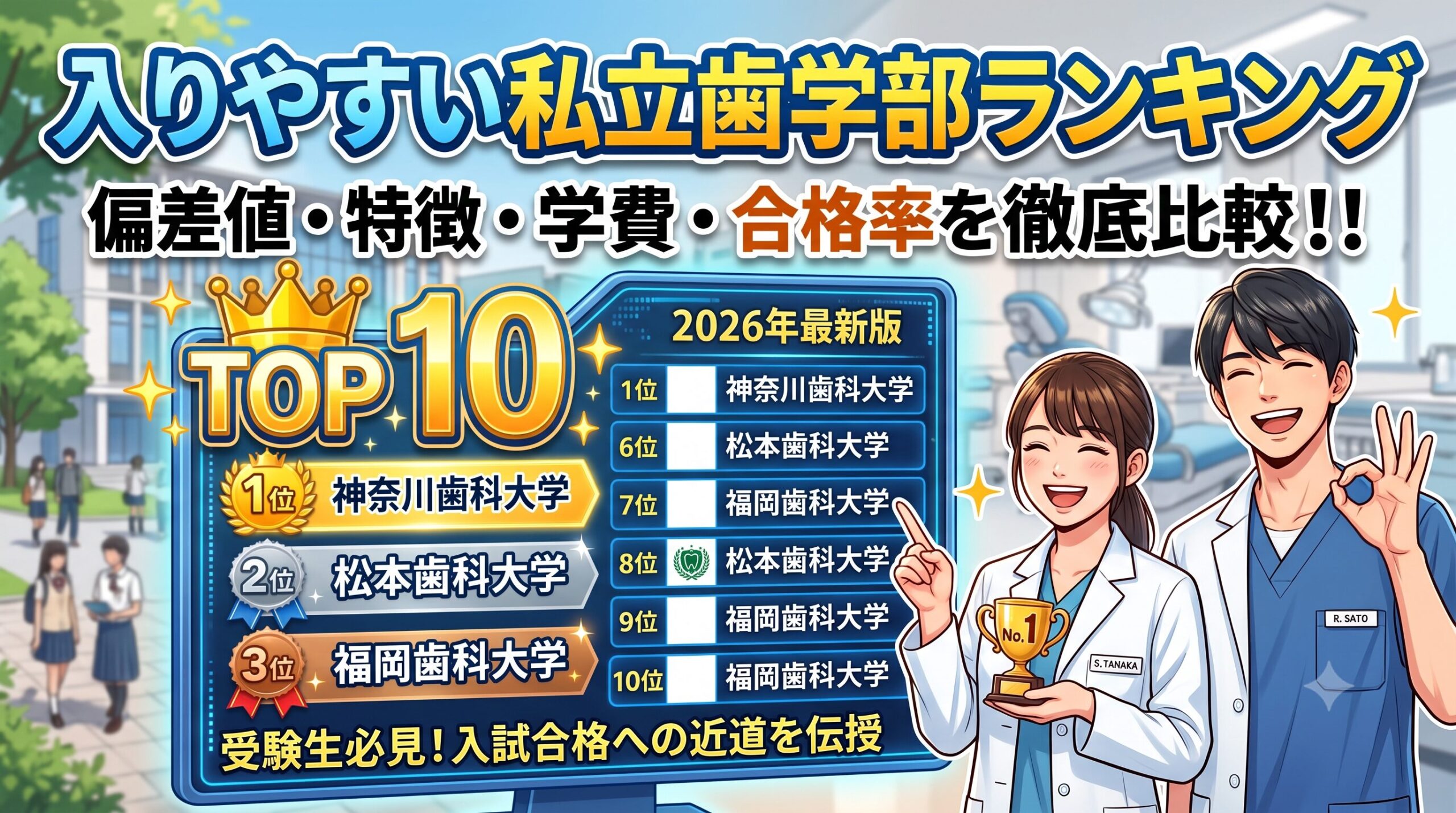 私立歯学部「入りやすい」大学ランキング10選